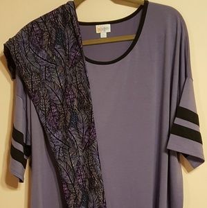 LulaRoe outfit Perfect T 2X TC leggings feathers